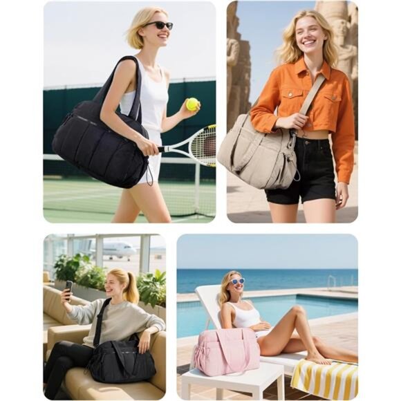 Gym Bag for Women, Duffle Bag for Travel with Wet Pocket, Lightweight Carry on - Picture 6 of 7